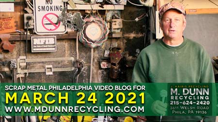 Philadelphia Scrap Metal Prices Blog for March 11th, 2021. Port Richmond 19134 Fishtown 19025 Scrap Prices have started to rise. So call 215-624-2420 fir up to date prices. We pay Cash for ALUMINUM CANS AND COPPER. J Karis Recycling formerly M Dunn Recycling Center located at 3611 Welsh Road Philadelphia PA 19136