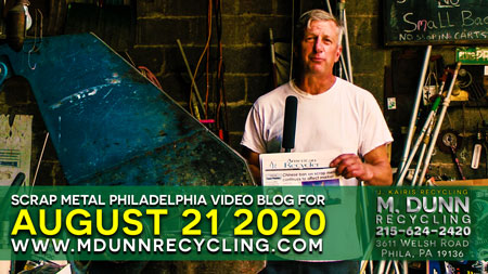 Philadelphia Scrap Metal Prices 8-8-20 at M. Dunn Recycling. This week's blog we talk about aluminum prices and specifically cans that must be brought in dry in a single plastic bag