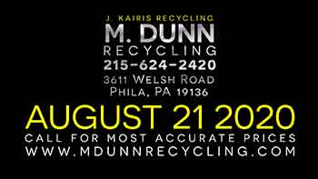 Scrap Metal Prices Philadelphia August 21, 2020 Huntingdon Valley 19006: What we accept and what we do not accept. Copper, aluminum, exotic metals 