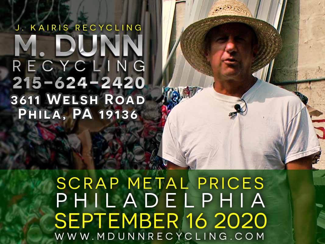 Philadelphia Scrap Metal Prices for March 17, 2021 Video Blog for M Dunn Recycling. It's time to clean out the clutter of your home or business.You may have common items you are unaware that are recyclable This week we have five common items adding up to $56 such as old extension cord, brass fittings, stainless steel kitchen sink, ceiling fan and copper aluminum air conditioner coils.J Karis Recycling formerly M Dunn Recycling Center located at 3611 Welsh Road Philadelphia PA 19136